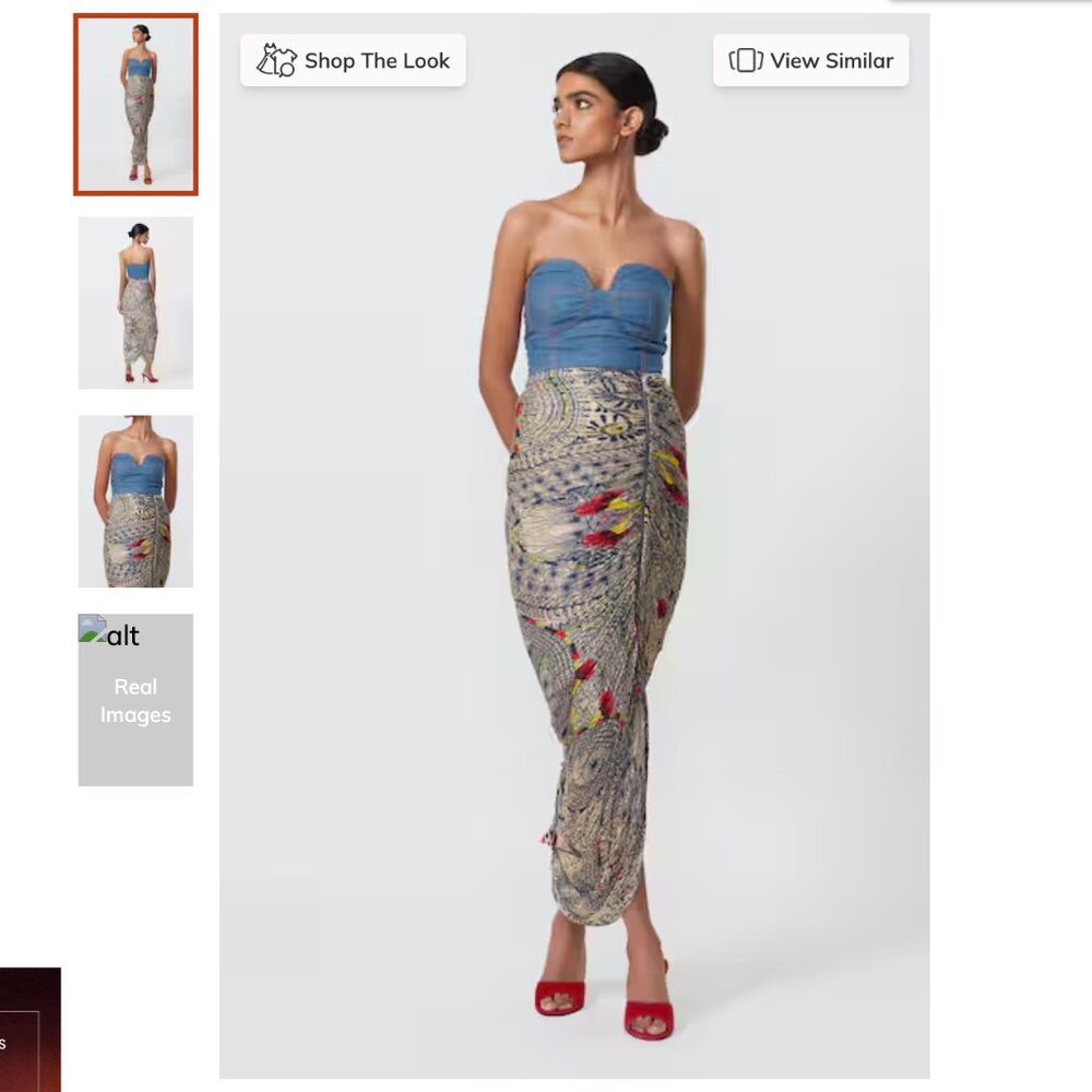 Saaksha & Kinni denim and silk midi dress